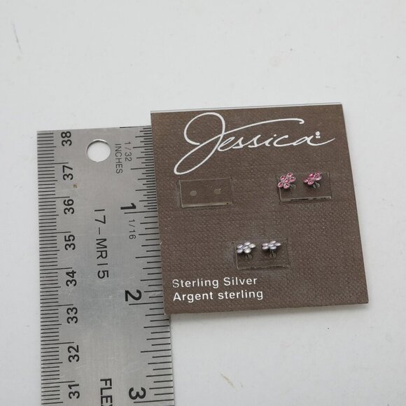 Vintage Jessica Sterling Silver & Brass Owl Earrings Bird Fashion Crystal - Picture 4 of 5